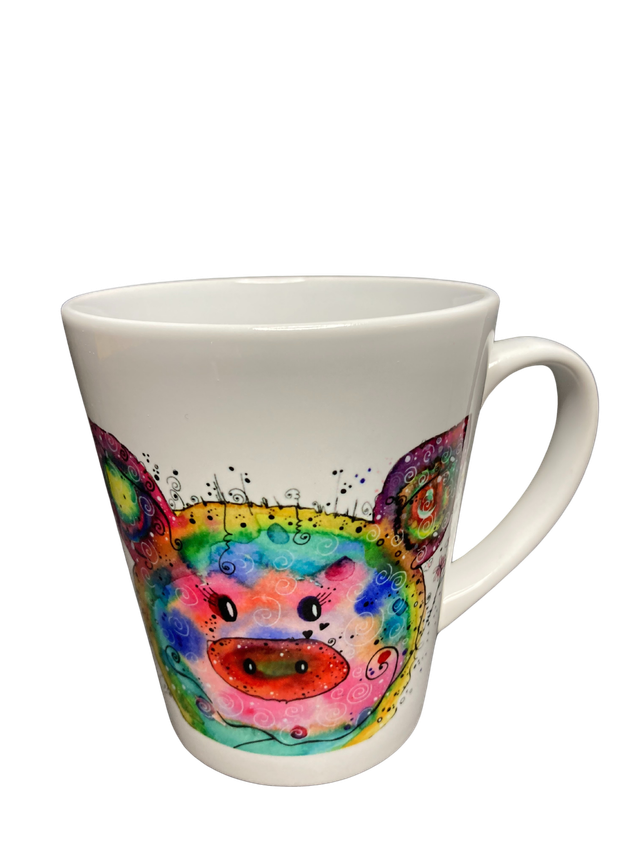 Konische Keramiktasse "Glückstasse - Glücksschwein"