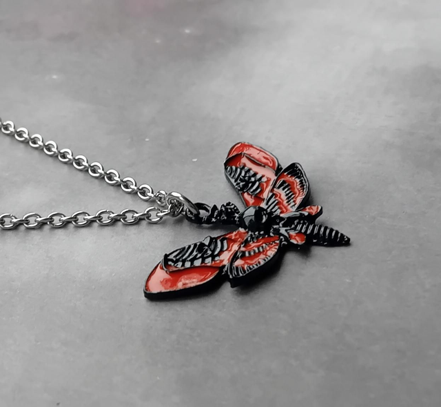Black and Red Death's Head Moth Necklace