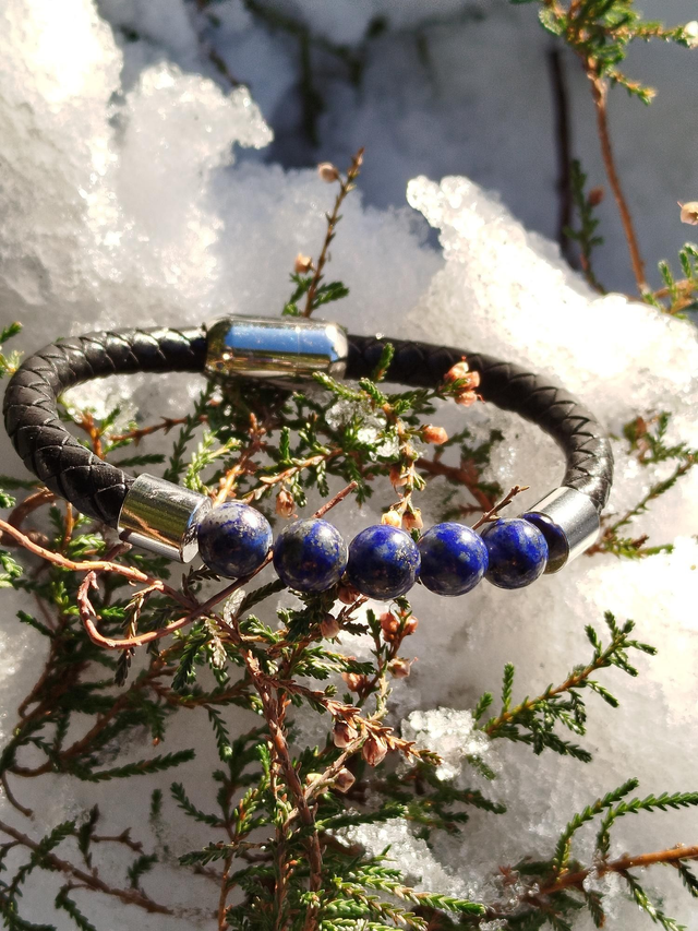 Bracelet homme Cuir/Lapis Lazuli 