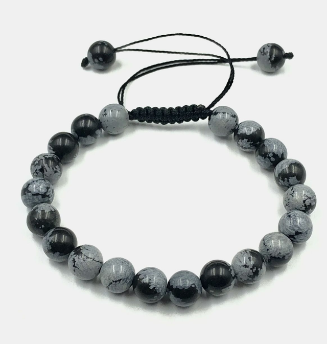 Snowflake Obsidian Crystal Bracelet - 6mm