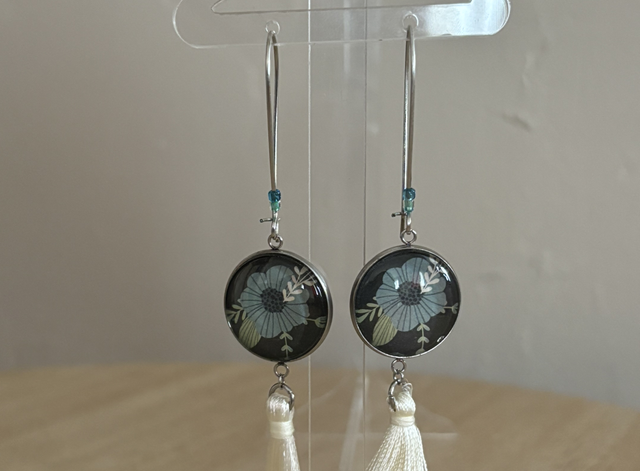 Boucles d’oreilles Cabochons fleurs team argent