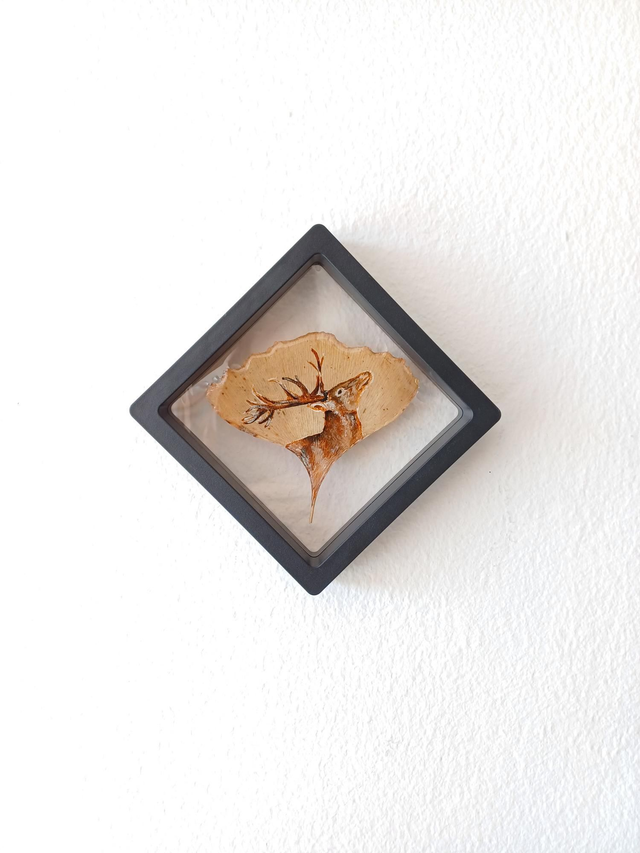 Cerf - Peinture sur feuille 🍃 