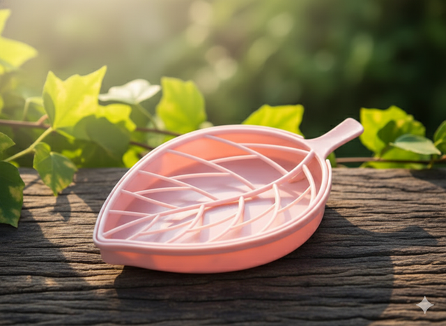 Porte savon feuille rose 