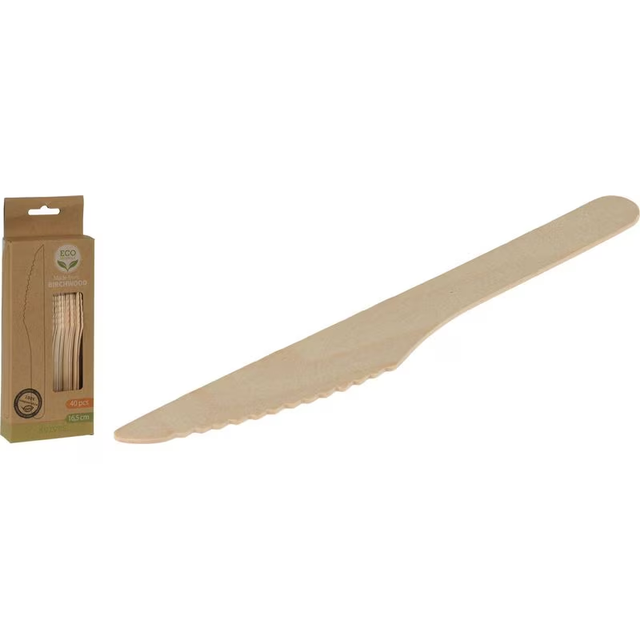 40 couteaux bois compostable 16.5cm