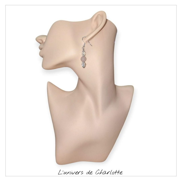 Boucles d'oreilles "Quartz rose" BO-146