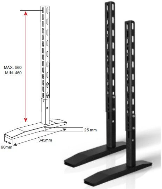 Pied de table Twin 55, noir, métal, 1 paire 