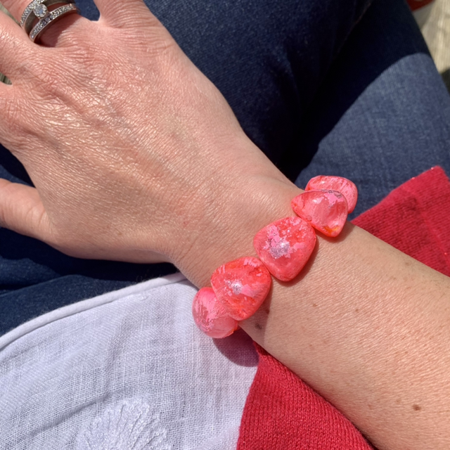 Bracelet Galets - Rose vif volupté 