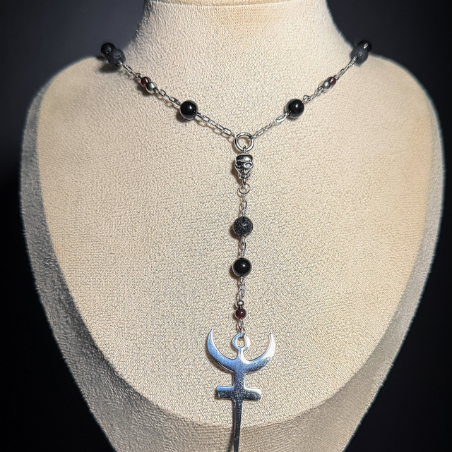 Collier HADES obsidienne grenat et pierres de lave