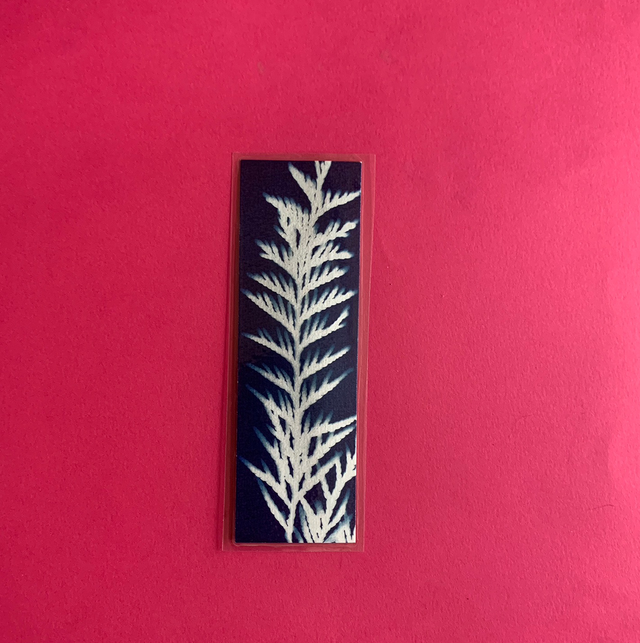 Marque page cyanotype végétal original sur papier épais et plastifié