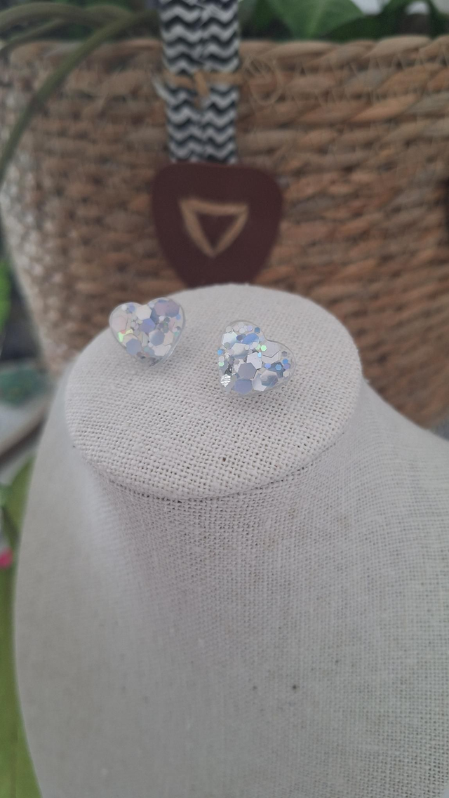 Puces cœurs paillettes holographiques 