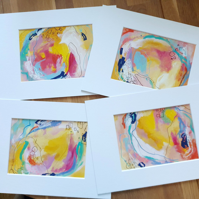 Abstracte schilderijen 'Happy Place' - nr 001/002/003/004 (prijs per stuk)