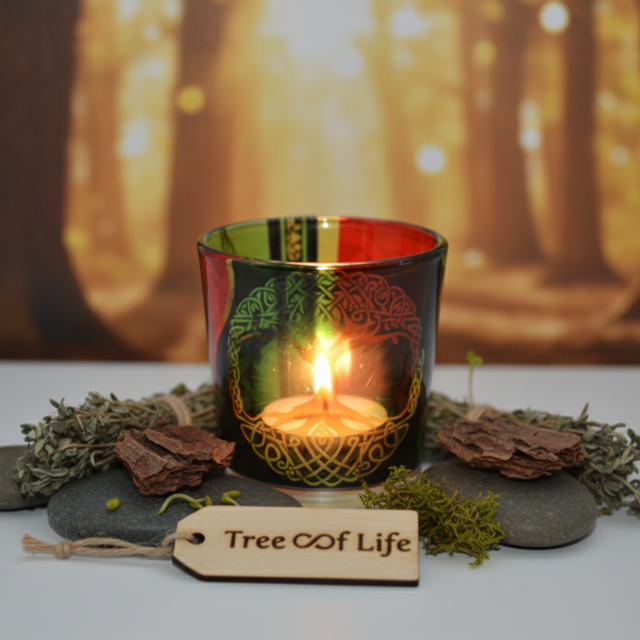 Bougeoir en verre - Arbre de Vie