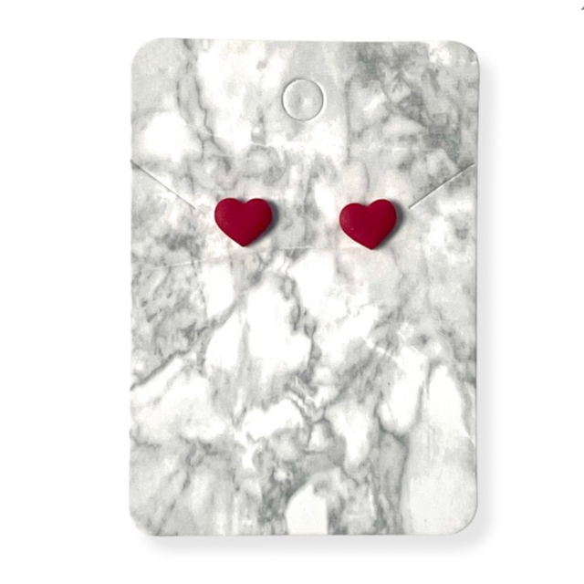Red glitter heart studs - small