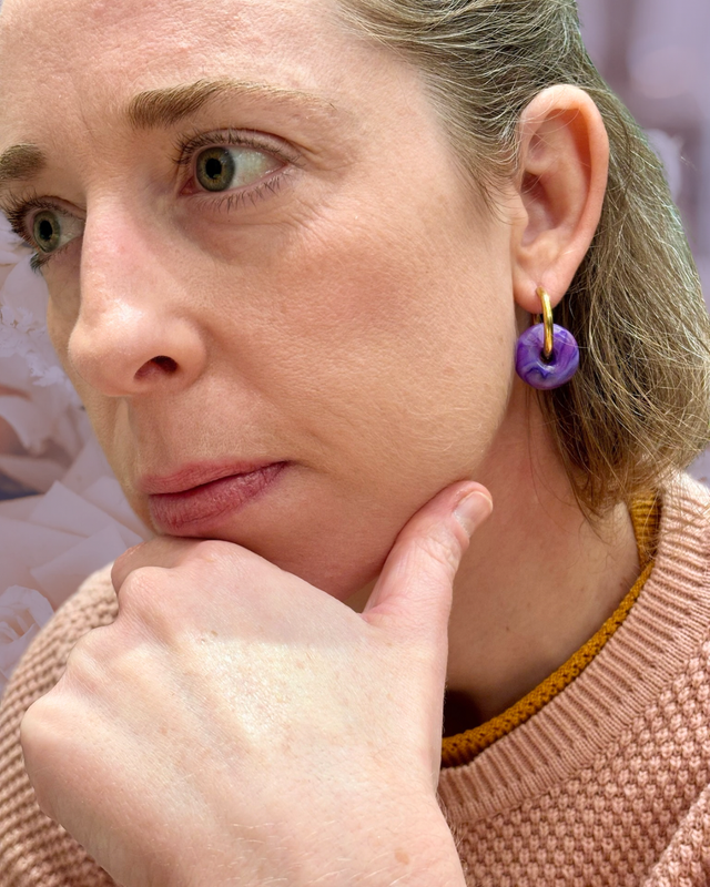 Créoles « perles d’améthyste »