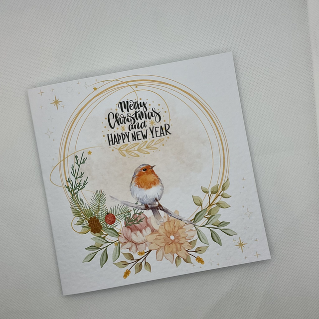 Beautiful Robin card. Christmas card. Fully customisable.