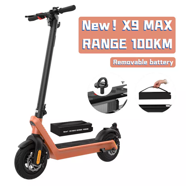 20/40 km/t X9 MAX 550-1100W el-løbehjul, 20.8Ah aftageligt batteri, punkterfri dæk, 100 km 