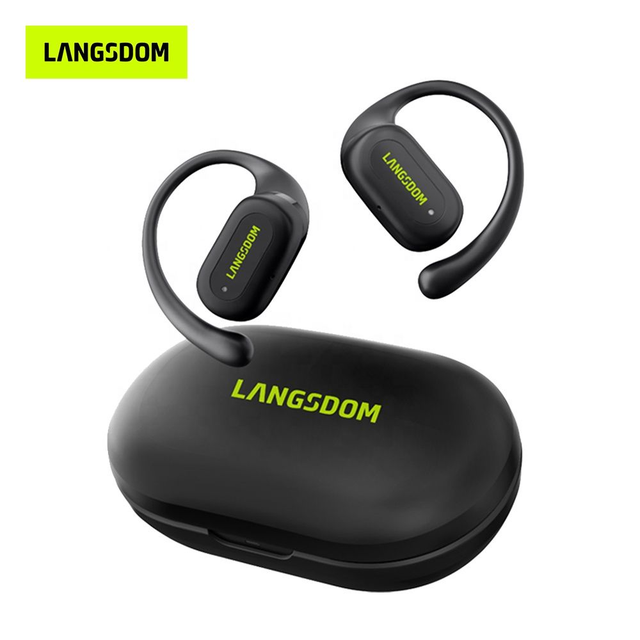  LANGSDOM TS19 Noir Écouteurs Bluetooth 5.4 TWS Écouteurs à conduction osseuse sans fil Casque antibruit à oreille ouverte Écouteurs pour sportif