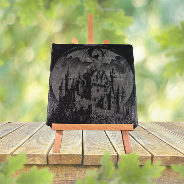 Dragon médiéval Ardoise 25x25cm 