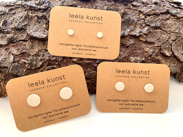 Simple White Porcelain Ear Studs Earrings, minimalist | Ceramic Jewelry | mini-large, handcrafted, 925 Sterling Silver/silver-plated