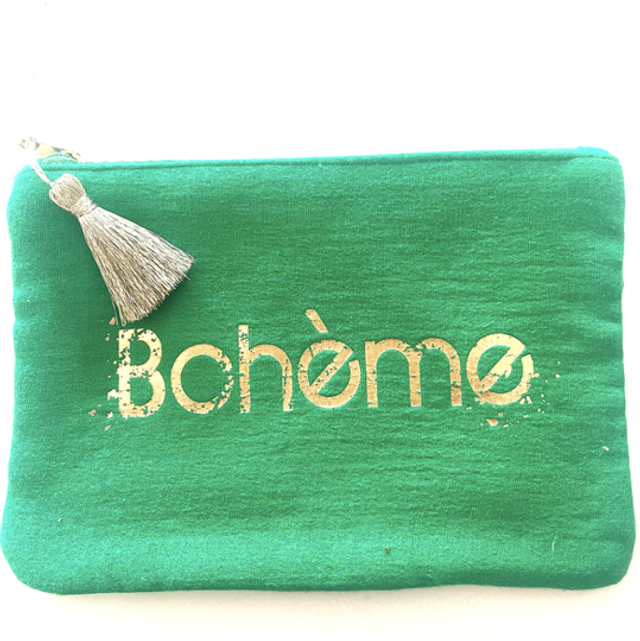 Pochette verte bohème 
