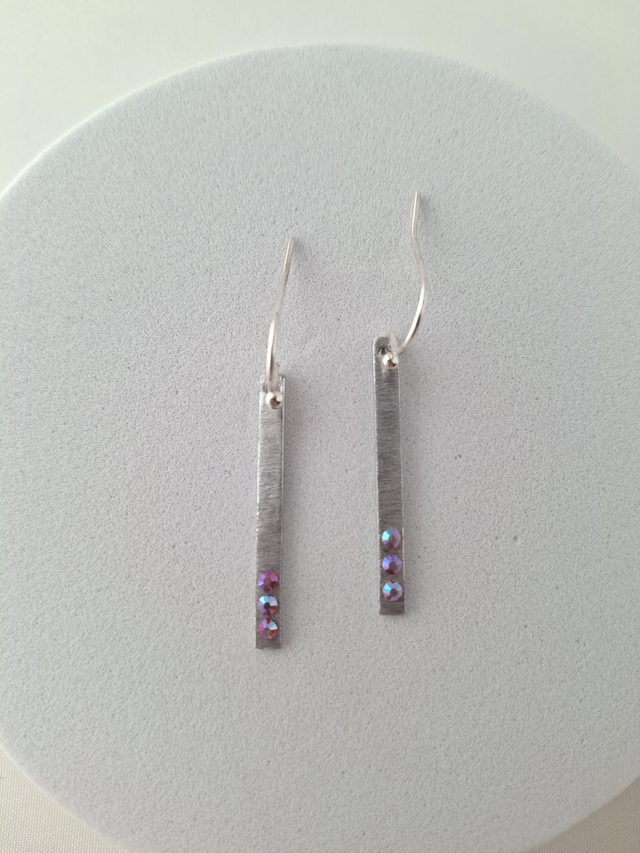 Textured Earring with 3 Stones