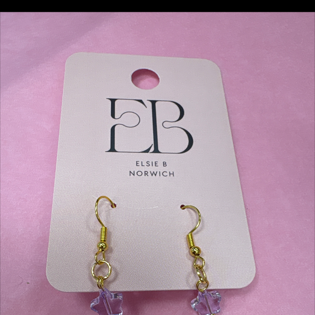 Lilac glass star earrings 