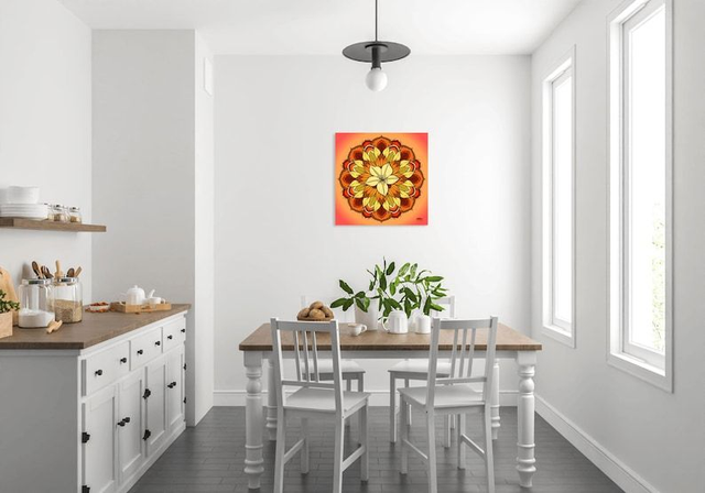 Mandala Floral Orange et Jaune – L’Art Lumineux qui Éveille Chaleur et Énergie Positive