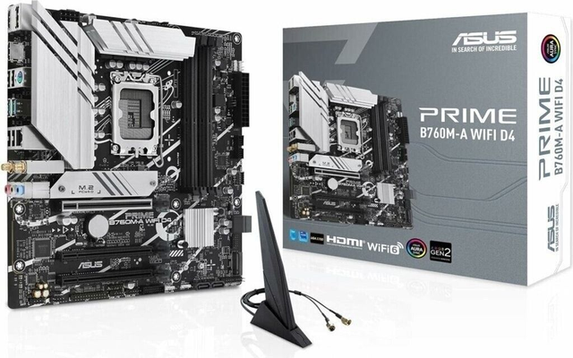 02.2.0075 – Scheda Madre ASUS Prime B760M‑A WiFi DDR5 – Micro‑ATX business/gaming con WiFi per Intel 12ª/13ª/14ª Gen