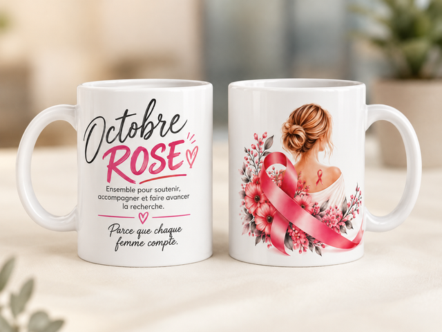 Mug à thème "Octobre à rose"
