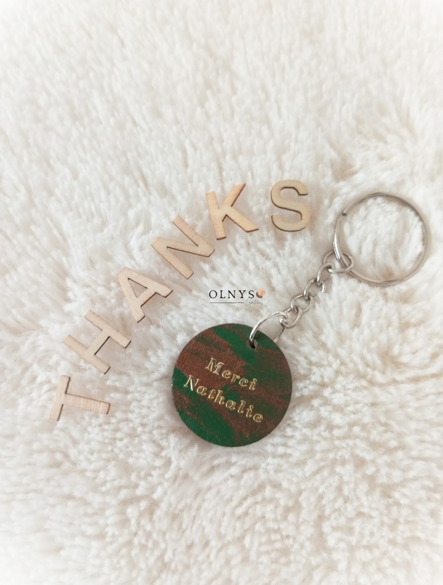 Porte-clés en bois (personnalisable) - Merci