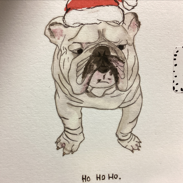 Christmas Blank Inside - Dog with hat ‘Ho Ho Ho’ BI