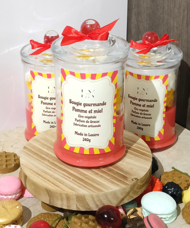 Bougie bonbonnière gourmande pomme et miel