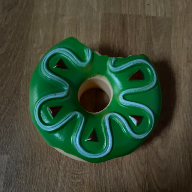 Bitten donut dog toy