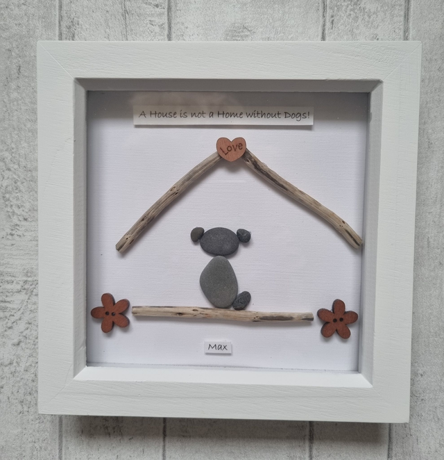Irish, Hand Crafted,  Personalised, Pebble Art Picture   &#039;A house is not a Home without Dogs&#039;.
