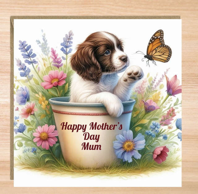Personalised Springer Spaniel Puppy Mother’s Day Card