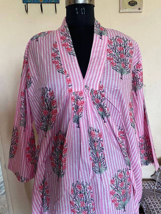 Robe tunique en coton taille XL, rose OU bleu