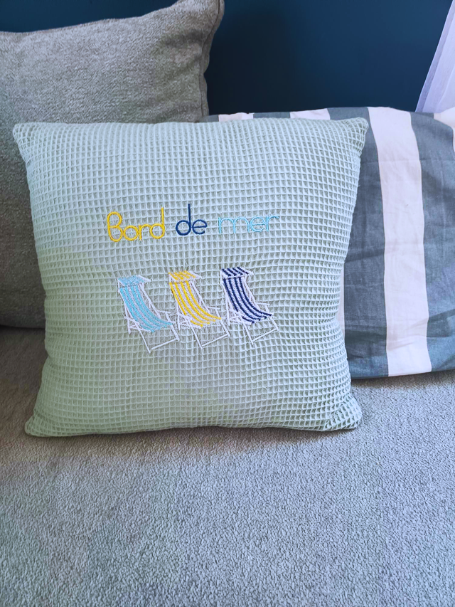Housse de coussin &quot;Bord de mer&quot; Transat