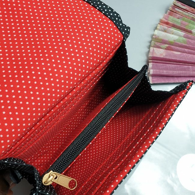 Portefeuille court à fermoir "Noir pois blancs"