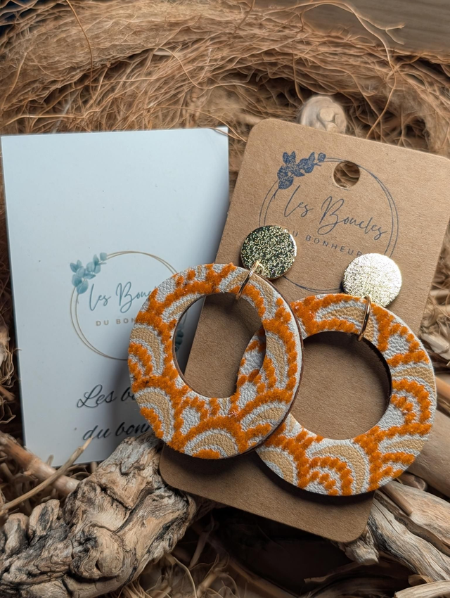 Boucles d'oreilles Années 80/90 Moon orange x035