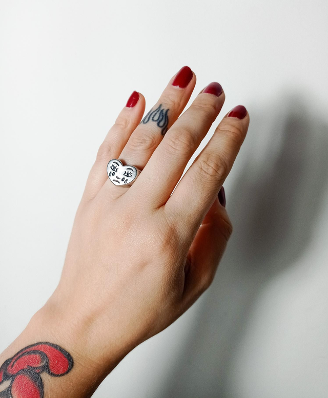 Anel crying heart em aço inoxidável  