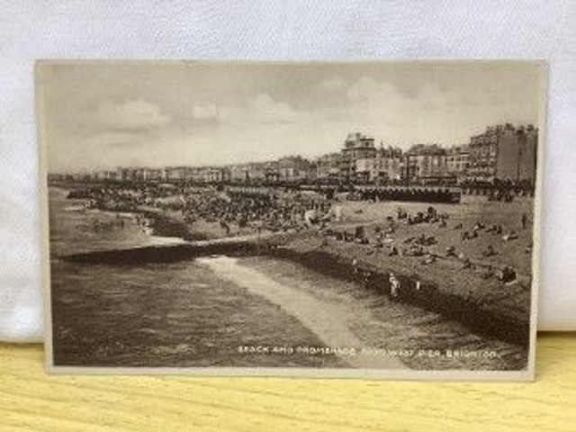 Beach and Promenade from West Pier, Brighton, Sussex, unbranded postcard. Our Ref no. R64 £2.25