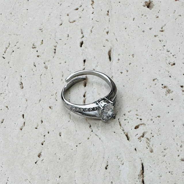 Ring steentjes zilver 