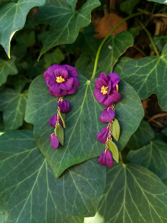 Collection Florale Prune du Jardin - Boucles d&#039;oreilles Adèle