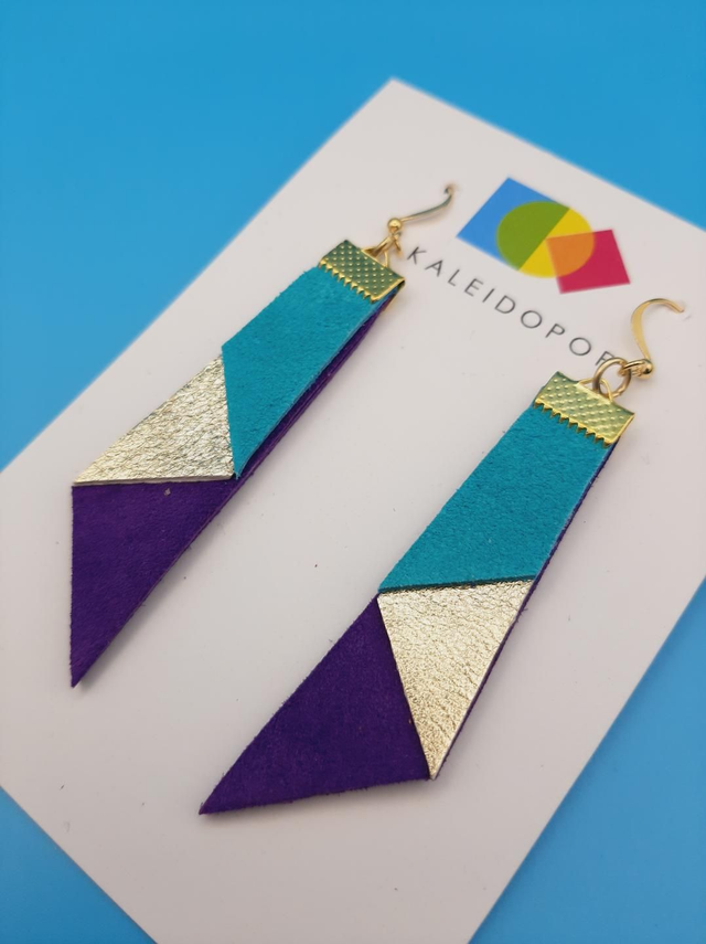 Trapezoid earrings  - turquoise  / violet