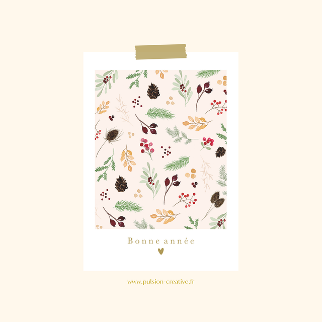 Carte de voeux aquarelle - Bonne année