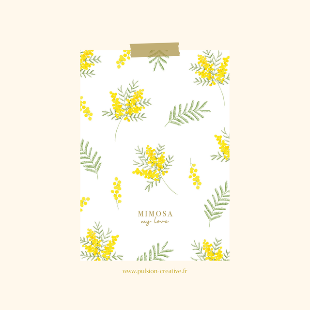 Carte postale aquarelle - Mimosa my love