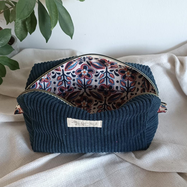 Trousse rectangle taille M en velours côtelé - Tissus au choix