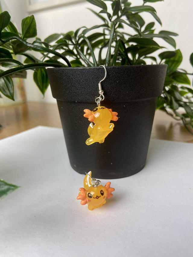 Axolotl earrings.