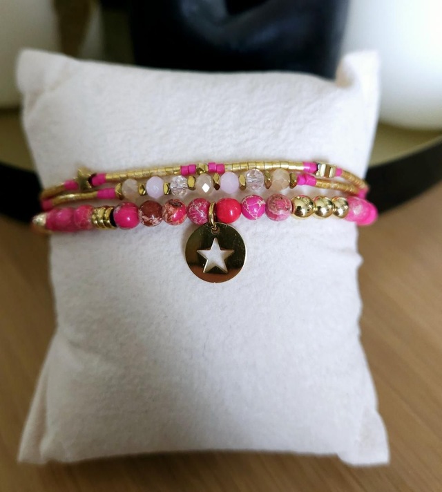 Bracelet triple rangs pendentif étoile 