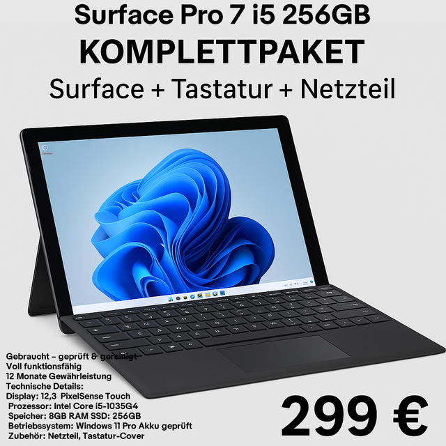 Surface Pro 7 i5 256GB KOMPLETTPAKET